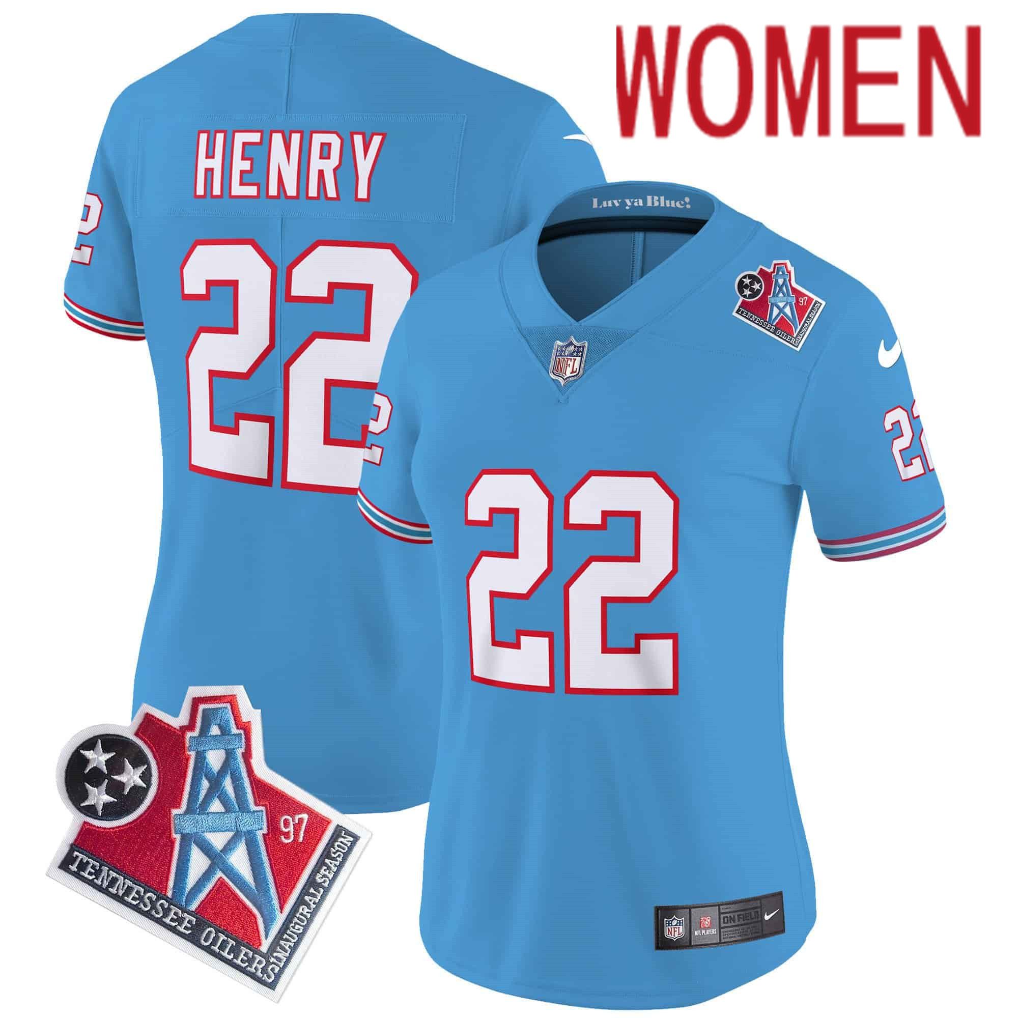 Women Tennessee Titans #22 Henry Light Blue 1997 Throwback 2024 Nike Limited Vapor NFL Jersey->women nfl jersey->Women Jersey